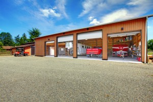 Overhead garage doors installed on a farm property in the Fergus-Elora area of Ontario