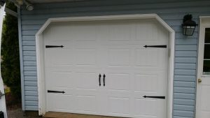 White Clopay Gallery long panel door with standard hardware, variant 2
