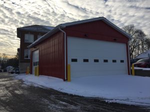 Clopay 3720 white commercial overhead door, installation variant 2, WM Haws Guelph