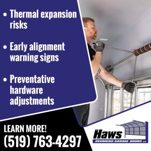 Garage door technician using winding bars to service and adjust the overhead torsion spring mechanism.